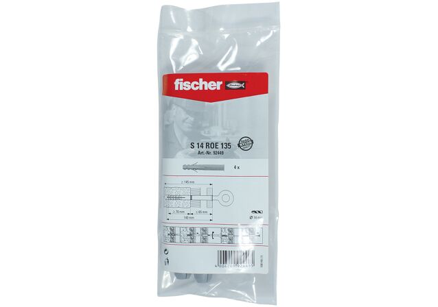 Συσκευασία: "fischer S 14 ROE 135 B Νάιλον βύσμα σε σακουλάκι"