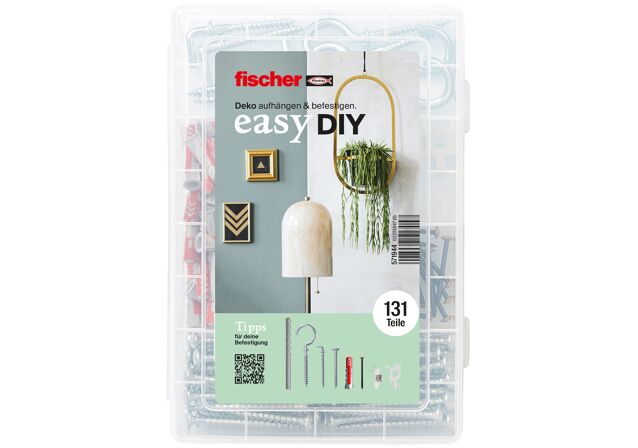 Verpackung: "fischer EasyDIY Deko-Box 131 Teile"