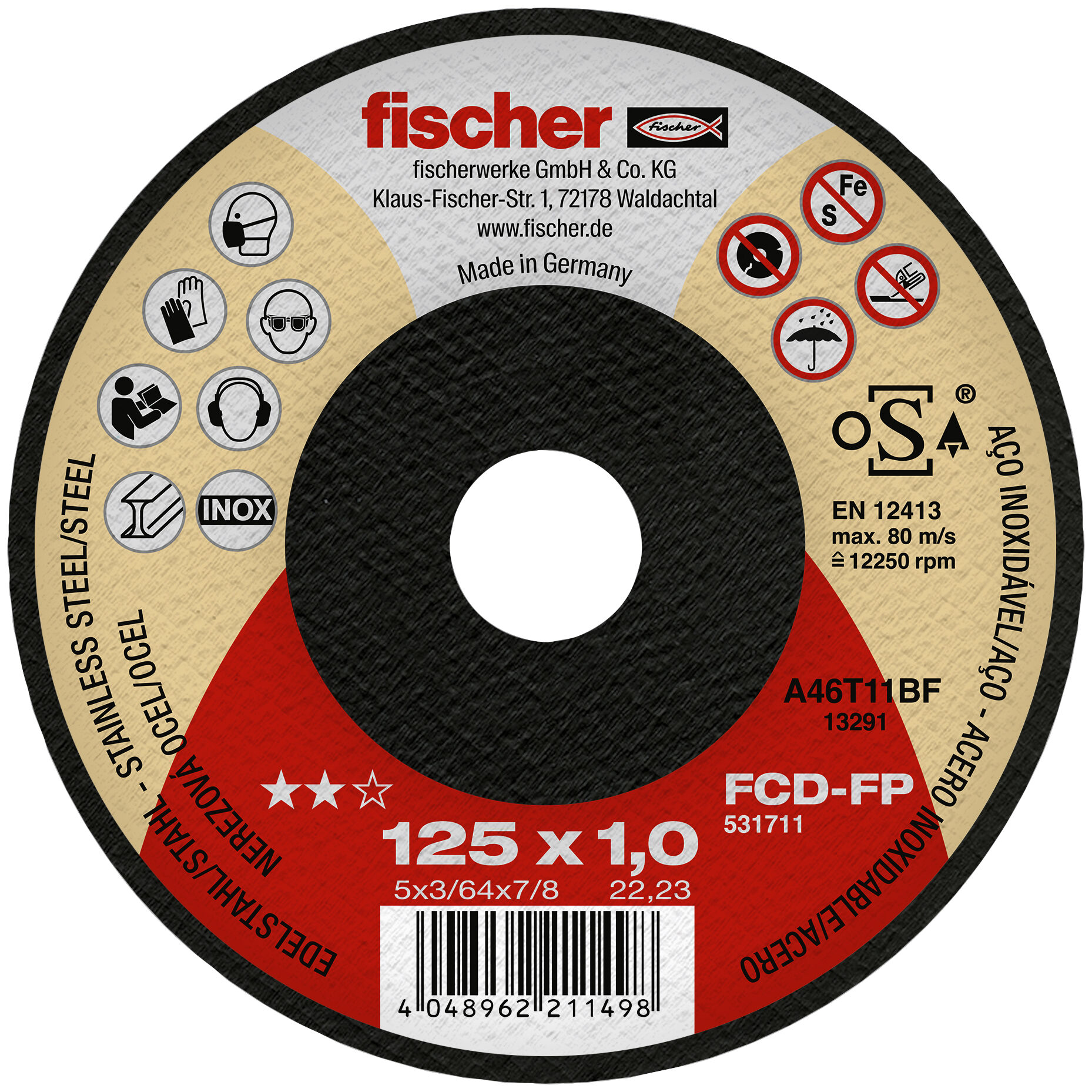 Product Picture: "fischer cutting disc FCD-FP 125 x 1.0 x 22.23 inox"