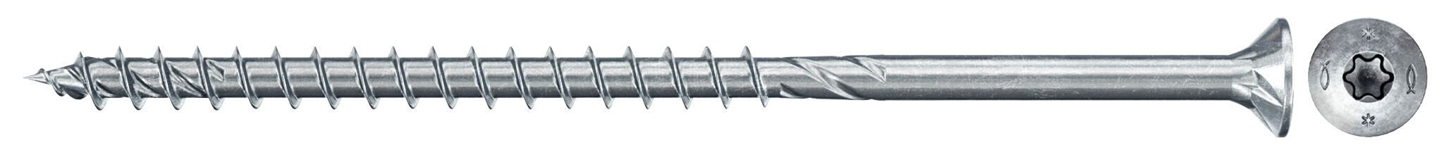 Product Picture: "Vis PowerFast FPF II CT25P 5,0x90 BC 200 Tête fraisée, empreinte TX, zingué blanc, filetage partiel"
