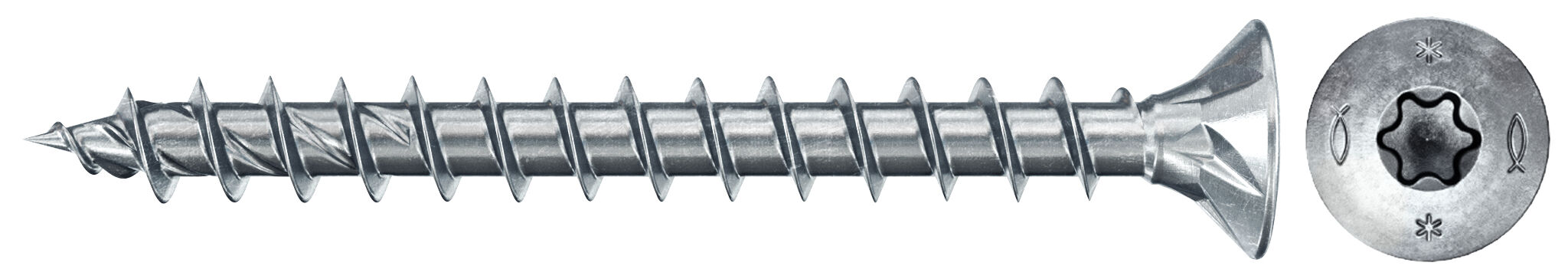 Product Picture: "Шуруп PowerFast FPF II CTF 3,5x45 BC 200 c потайной головкой и шлицем TX, полная резьба, покрытие цинковое с голубым пассивированием"