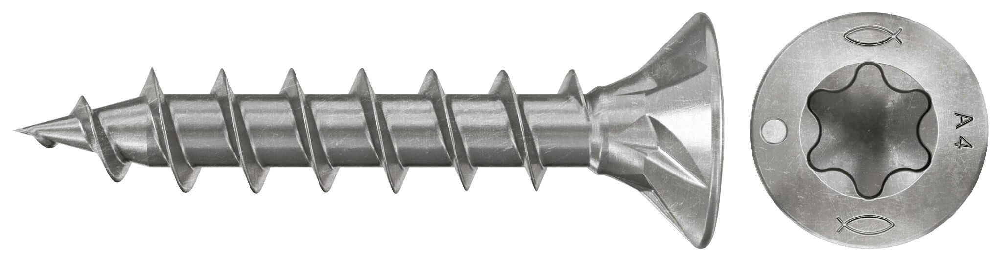 Product Picture: "fischer chipboard screw PowerFast FPF II CTF 3.5 x 30 A4 200, countersunk head, TX recess drive, full thread, stainless steel A4"