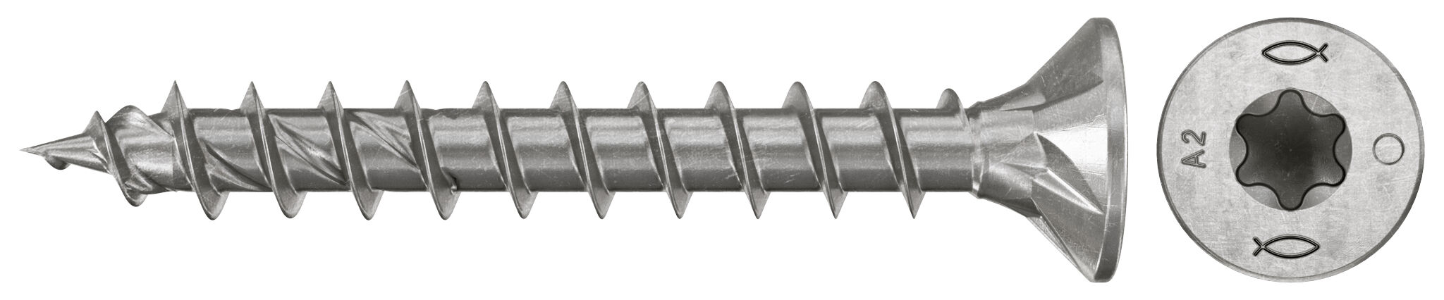 Product Picture: "fischer chipboard screw PowerFast FPF II CTF 4.5 x 30 A2 200, countersunk head, TX recess drive, full thread, stainless steel A2"
