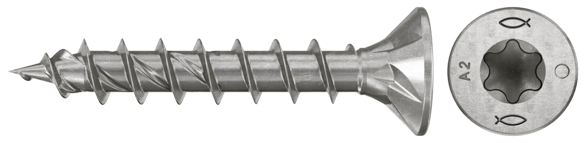 Product Picture: "fischer spaanplaatschroef PowerFast FPF II CTF 4.0 x 30 A2 200, verzonken kop, TX-aandrijving, volle schroefdraad, roestvrij staal A2"