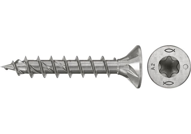 Produktbild: "fischer Spanplattenschraube PowerFast FPF II CTF 4,0 x 35 A2 200, Senkkopf, TX Antrieb, Vollgewinde, Edelstahl A2, 200 Stück"