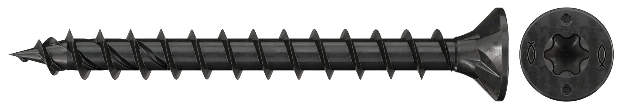 Product Picture: "Parafuso para aglomerado fischer PowerFast FPF II CTF 5,0 x 30 BLC 30, cabeça escareada, encaixe TX, rosca completa, zincado preto"