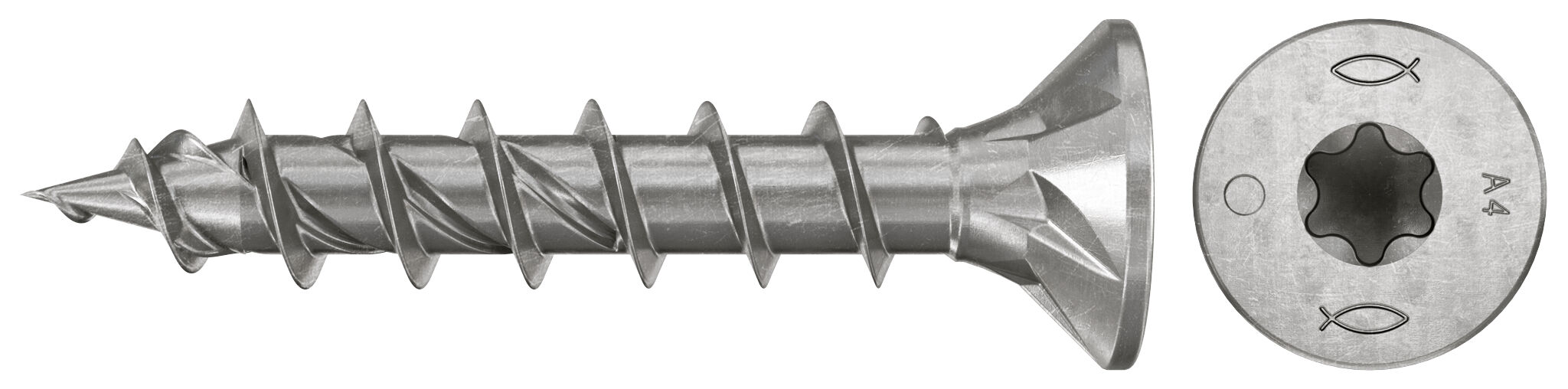 Product Picture: "fischer chipboard screw PowerFast FPF II CTF 5.0 x 30 A4 200, countersunk head, TX recess drive, full thread, stainless steel A4"