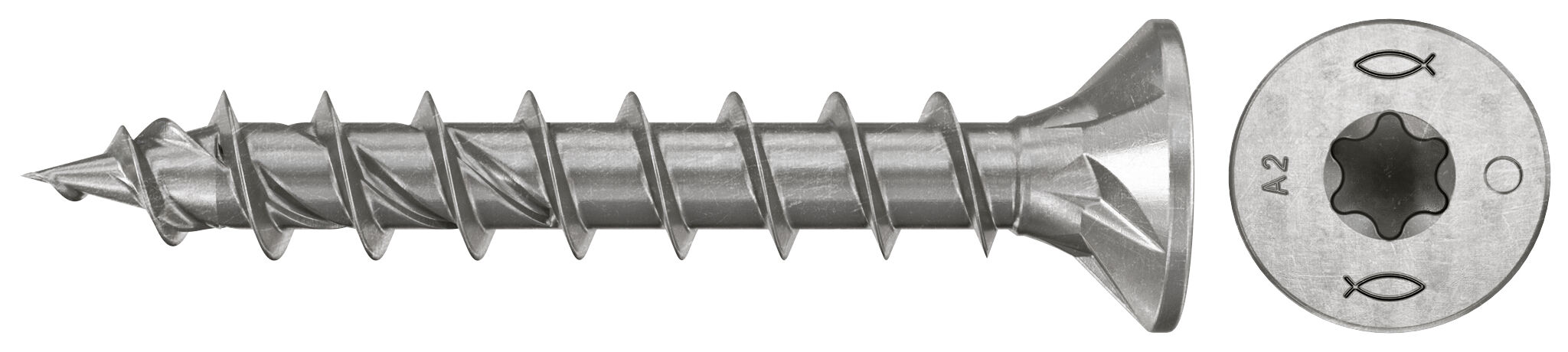 Product Picture: "fischer chipboard screw PowerFast FPF II CTF 5.0 x 30 A2 200, countersunk head, TX recess drive, full thread, stainless steel A2"