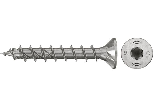 Produktbild: "fischer Spanplattenschraube PowerFast FPF II CTF 5,0 x 30 A2 200, Senkkopf, TX Antrieb, Vollgewinde, Edelstahl A2, 200 Stück"