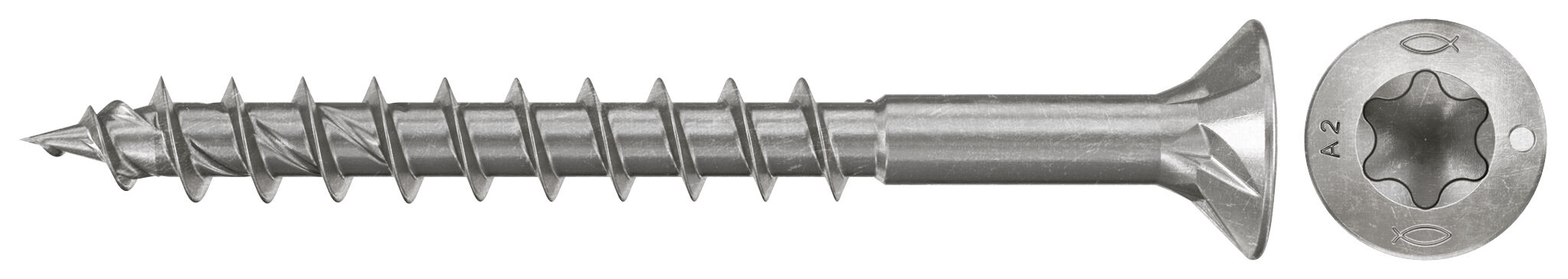 Product Picture: "fischer chipboard screw PowerFast FPF II CTP 3.5 x 40 A2 200, countersunk head, TX recess drive, part thread, stainless steel A2"