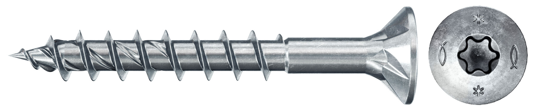 Product Picture: "fischer PowerFast FPF II CTP 4.5 x 45 BC 500 countersunk head TX star recess partial thread blue zinc plated"