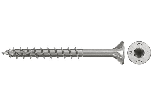 Produktbild: "fischer Spanplattenschraube PowerFast FPF II CTP 4,5 x 50 A2 200, Senkkopf, TX Antrieb, Teilgewinde, Edelstahl A2, 200 Stück"