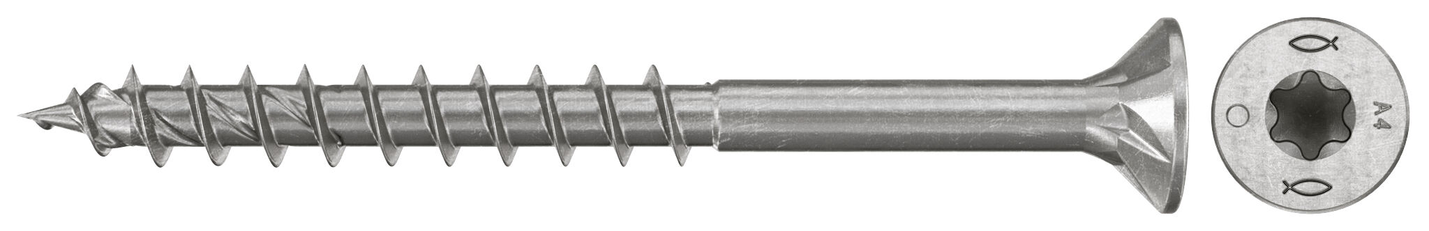 Product Picture: "fischer chipboard screw PowerFast FPF II CTP 4.5 x 50 A4 200, countersunk head, TX recess drive, part thread, stainless steel A4"