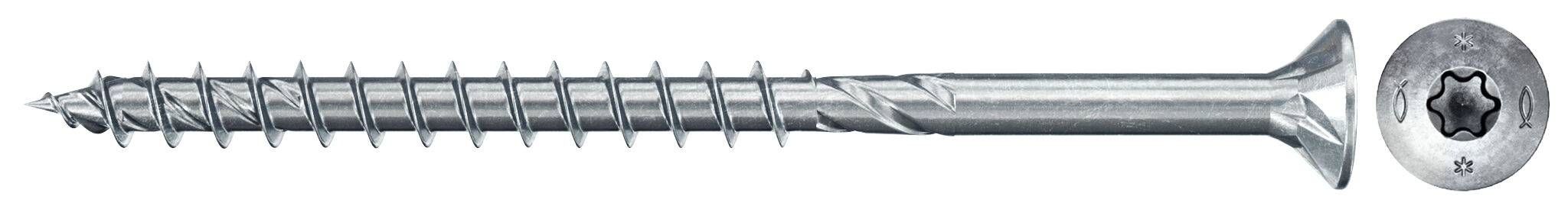 Product Picture: "fischer PowerFast FPF II CTP 4.0 x 60 BC 100 countersunk head TX star recess partial thread blue zinc plated"