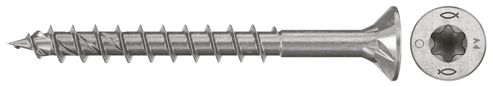 Product Picture: "fischer chipboard screw PowerFast FPF II CTP 4.0 x 50 A4 200, countersunk head, TX recess drive, part thread, stainless steel A4"
