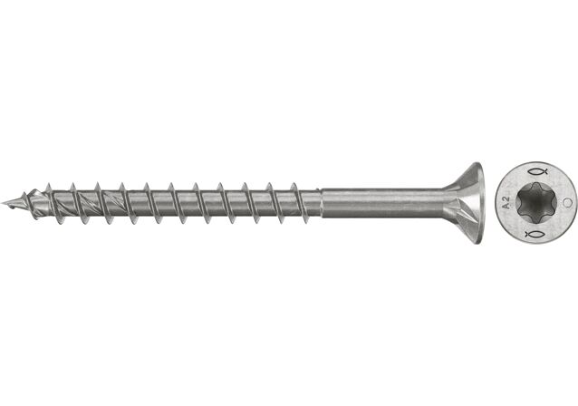 Produktbild: "fischer Spanplattenschraube PowerFast FPF II CTP 4,0 x 60 A2 100, Senkkopf, TX Antrieb, Teilgewinde, Edelstahl A2, 100 Stück"