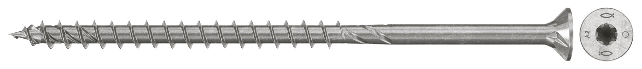 Product Picture: "fischer chipboard screw PowerFast FPF II CTP 5.0 x 100 A2 100, countersunk head, TX recess drive, part thread, stainless steel A2"