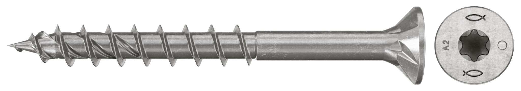 Product Picture: "fischer chipboard screw PowerFast FPF II CTP 5.0 x 50 A2 200, countersunk head, TX recess drive, part thread, stainless steel A2"