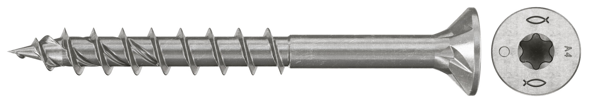 Product Picture: "fischer chipboard screw PowerFast FPF II CTP 5.0 x 50 A4 200, countersunk head, TX recess drive, part thread, stainless steel A4"