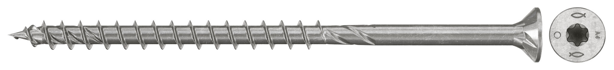 Product Picture: "fischer chipboard screw PowerFast FPF II CTP 5.0 x 70 A4 100, countersunk head, TX recess drive, part thread, stainless steel A4"
