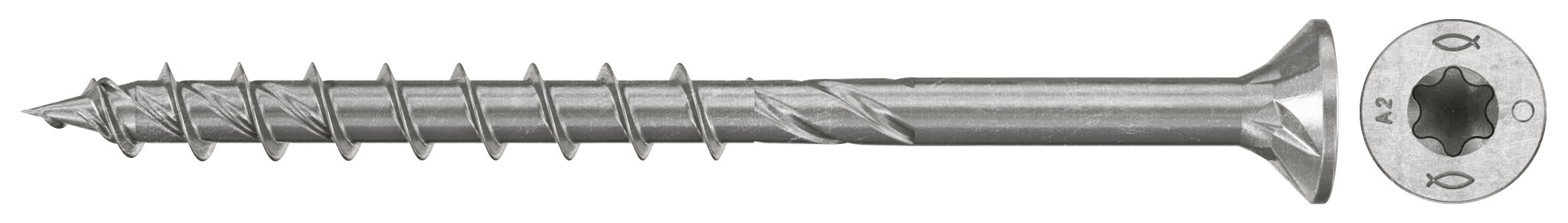 Obrázek výrobku: "fischer PowerFast FPF II CTP 6,0x60 A2 100, zápustná hlava nerez A2 částečný závit drážka TX"