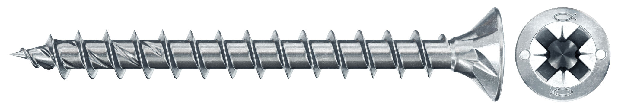 Product Picture: "fischer PowerFast FPF II CZF 3,5x40 BC 100 countersunk head PZ cross drive full thread blue zinc plated"