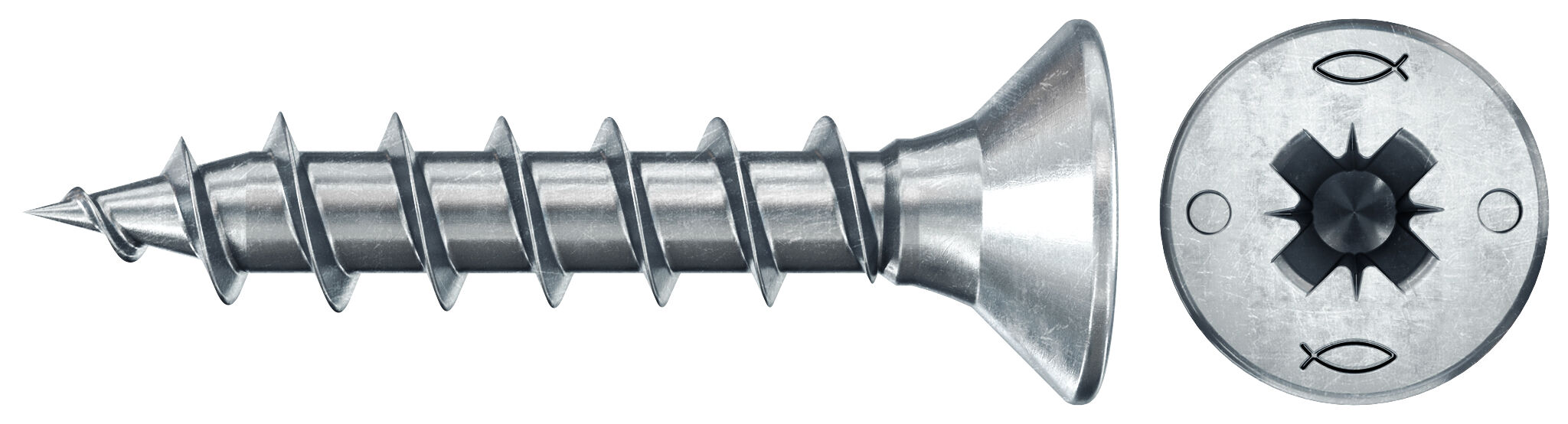 Product Picture: "fischer Chipboard screw PowerFast FPF II CZF 3.0 x 20 BC countersunk head PZ cross drive full thread blue zinc plated"