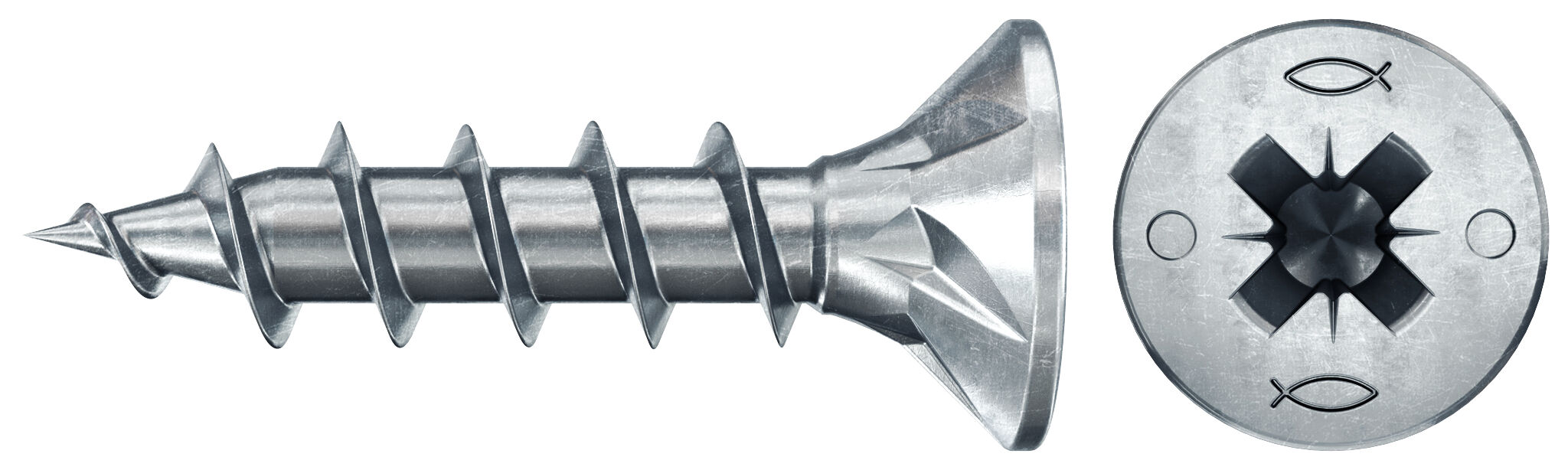 Product Picture: "fischer PowerFast FPF II CZF 4.5 x 16 BC 300 countersunk head PZ cross drive full thread blue zinc plated"