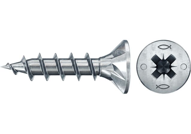 Produktbild: "fischer Spanplattenschraube PowerFast FPF II CZF 4,5 x 16 BC 100, Senkkopf, PZ Antrieb, Vollgewinde, blau passiviert, galvanisch verzinkt, 100 Stück"