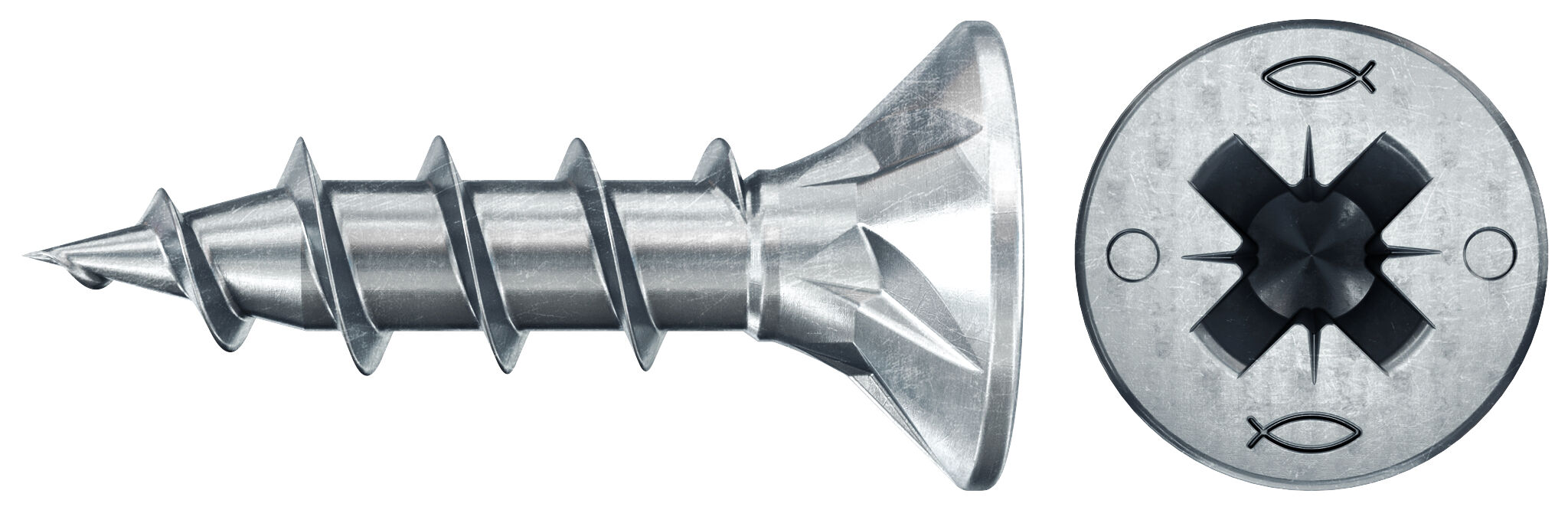 Product Picture: &quot;fischer spaanplaatschroef PowerFast II 4,0x25 PZ verzonken kop voldraad blauw verzinkt (20)&quot;