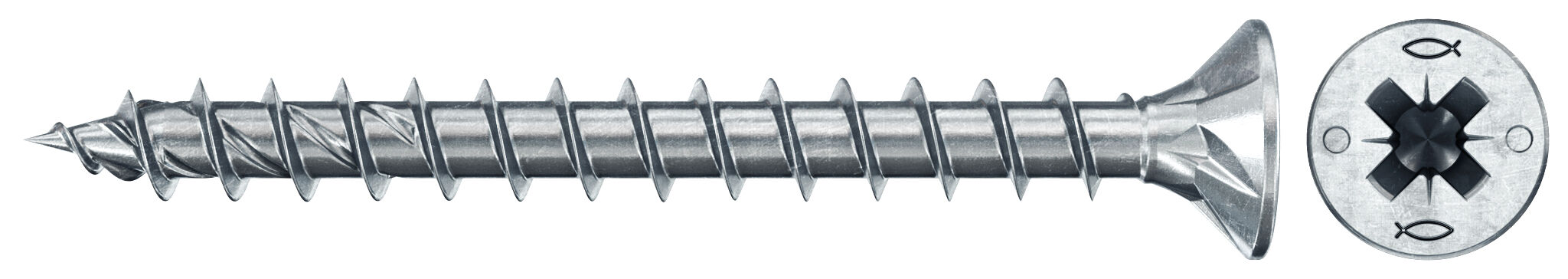 Product Picture: "fischer PowerFast FPF II CZF 4.0 x 35 BC 200 countersunk head PZ cross drive full thread blue zinc plated"