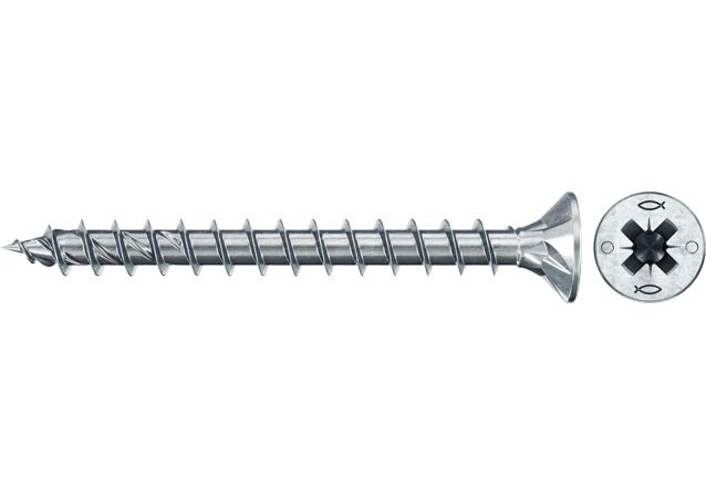 Produktbild: "fischer Spanplattenschraube PowerFast FPF II CZF 4,0 x 30 BC 100, Senkkopf, PZ Antrieb, Vollgewinde, blau passiviert, galvanisch verzinkt, 100 Stück"