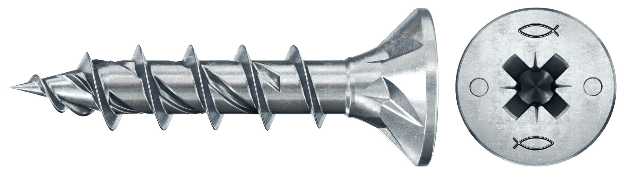 Product Picture: "fischer PowerFast FPF II CZF 5.0 x 30 BC 200 countersunk head PZ cross drive full thread blue zinc plated"