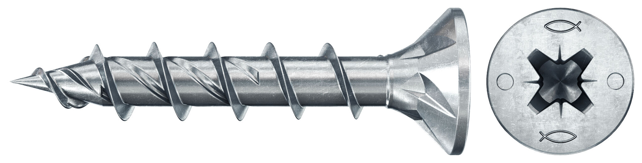 Product Picture: "fischer PowerFast FPF II CZF 6.0 x 30 BC 50 countersunk head PZ cross drive full thread blue zinc plated"