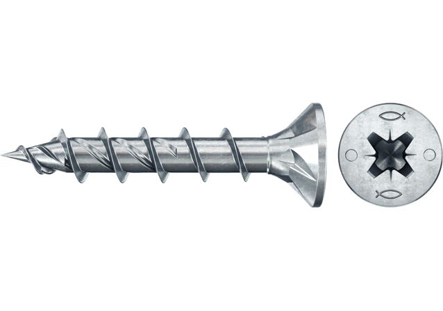 Produktbild: "fischer Spanplattenschraube PowerFast FPF II CZF 6,0 x 30 BC 500, Senkkopf, PZ Antrieb, Vollgewinde, blau passiviert, galvanisch verzinkt, 500 Stück"