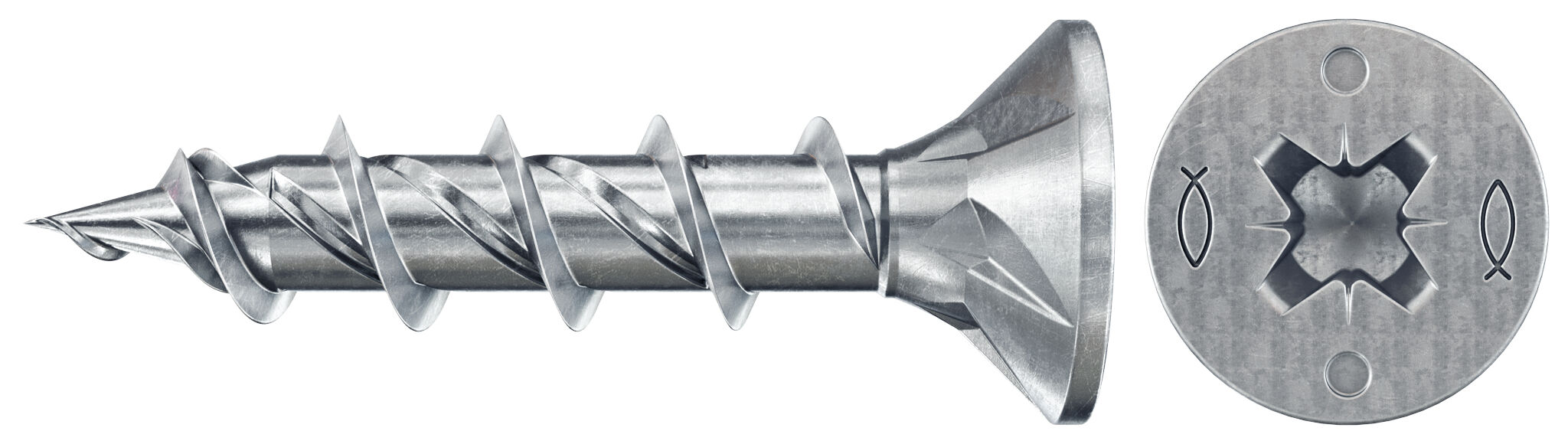 Product Picture: "fischer PowerFast FPF II CZF 6.0 x 30 BC 200 countersunk head PZ cross drive full thread blue zinc plated"