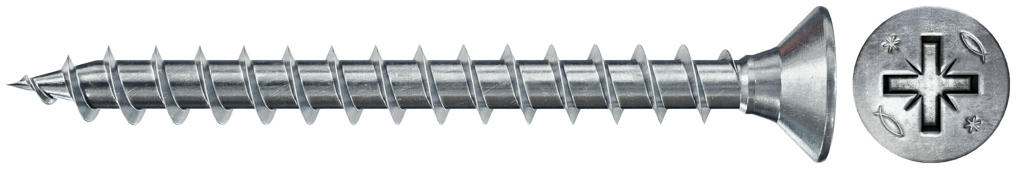 Product Picture: "fischer PowerFast FPF II CZF 3.0 x 16 BC 1000 countersunk head PZ cross drive full thread blue zinc plated"