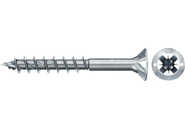 Produktbild: "fischer Spanplattenschraube PowerFast FPF II CZP 3,5 x 40 BC 100, Senkkopf, PZ Antrieb, Teilgewinde, blau passiviert, galvanisch verzinkt, 100 Stück"