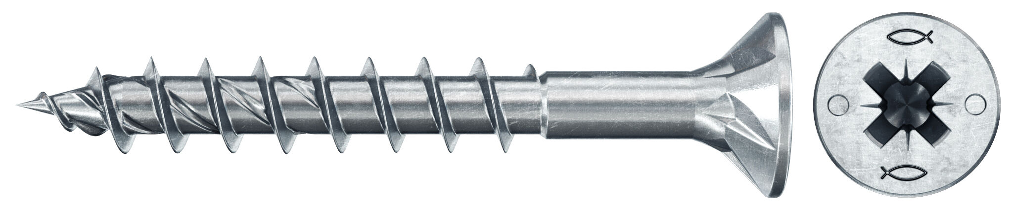 Product Picture: "fischer spaanplaatschroef PowerFast II 6,0x50 PZ verzonken kop deeldraad blauw verzinkt (10)"