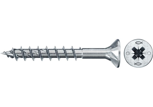 Produktbild: "fischer Spanplattenschraube PowerFast FPF II CZP 4,5 x 35 BC 500, Senkkopf, PZ Antrieb, Teilgewinde, blau passiviert, galvanisch verzinkt, 500 Stück"