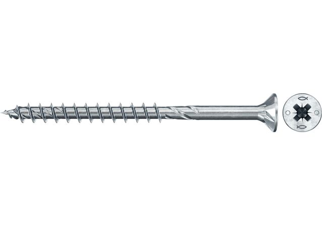 Produktbild: "fischer Spanplattenschraube PowerFast FPF II CZP 4,5 x 70 BC 100, Senkkopf, PZ Antrieb, Teilgewinde, blau passiviert, galvanisch verzinkt, 100 Stück"