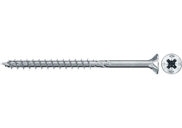 Produktbild: "fischer Spanplattenschraube PowerFast FPF II CZP 4,0 x 50 BC 200, Senkkopf, PZ Antrieb, Teilgewinde, blau passiviert, galvanisch verzinkt, 200 Stück"