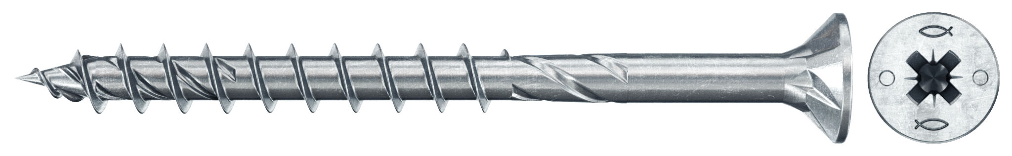 Product Picture: "fischer PowerFast FPF II CZP 5.0 x 60 BC 200 countersunk head PZ cross drive partial thread blue zinc plated"