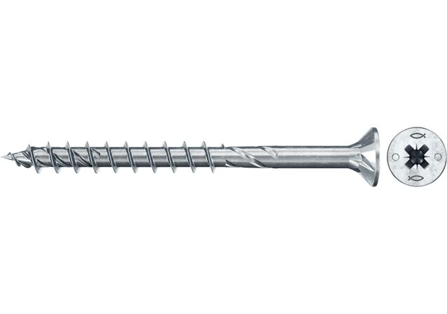 Produktbild: "fischer Spanplattenschraube PowerFast FPF II CZP 5,0 x 80 BC 100, Senkkopf, PZ Antrieb, Teilgewinde, blau passiviert, galvanisch verzinkt, 100 Stück"