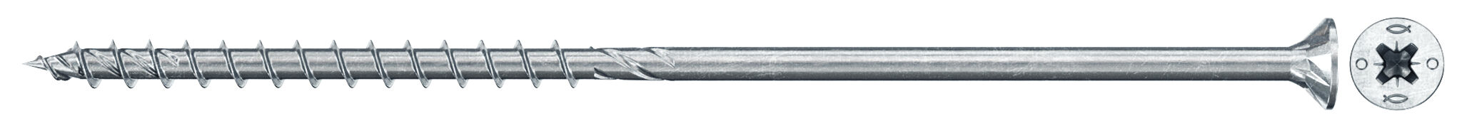 Product Picture: "fischer spaanplaatschroef PowerFast II 6,0x160 PZ verzonken kop deeldraad blauw verzinkt (6)"