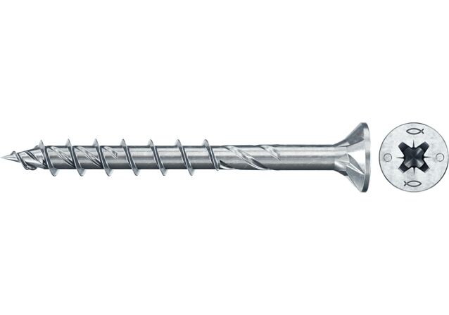 Produktbild: "fischer Spanplattenschraube PowerFast FPF II CZP 6,0 x 60 BC 30, Senkkopf, PZ Antrieb, Teilgewinde, blau passiviert, galvanisch verzinkt, 30 Stück"