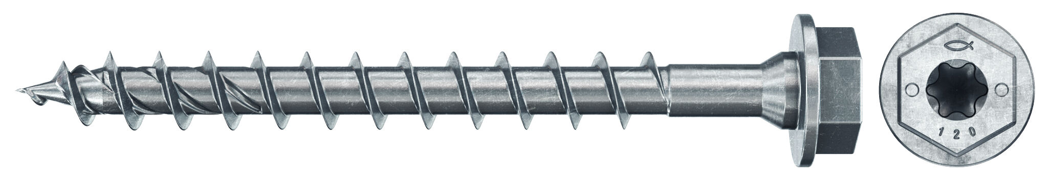 Produktbild: "fischer PowerFast FPF II HWTF 12,0 x 140 BC 25 Sechskantkopf mit Innenstern TX Vollgewinde galvanisch verzinkt blau passiviert"