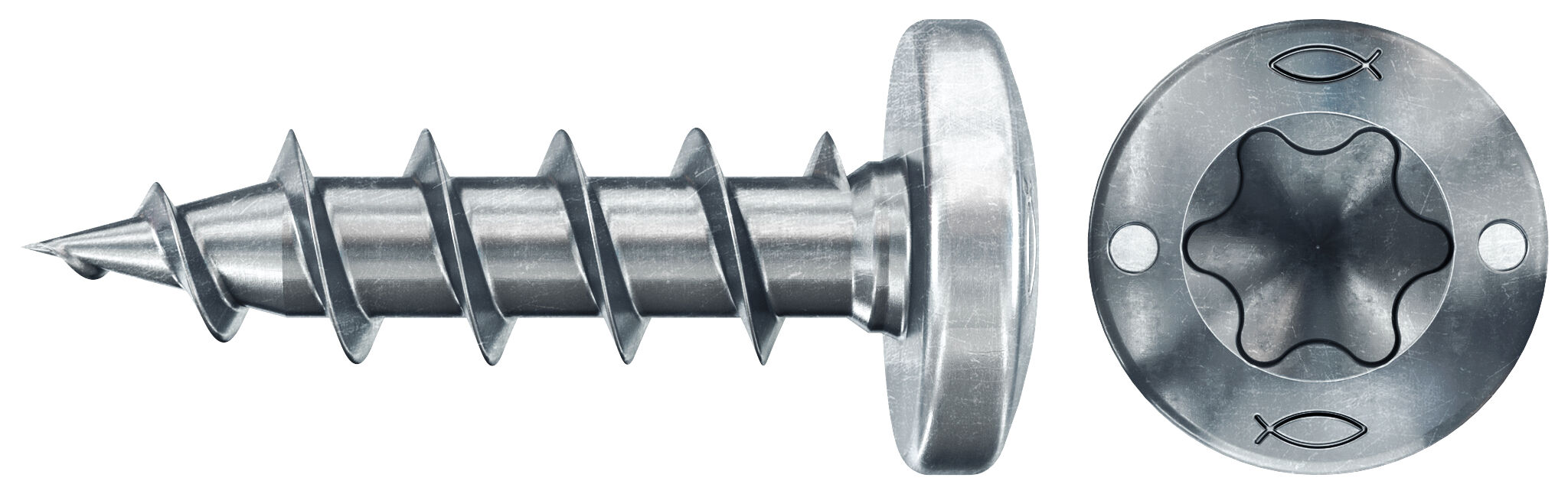 Product Picture: "fischer PowerFast FPF II PTF 3,5x15 BC 200 lencsefejű fejű kékre horganyzott végig menetes TX behajtás"