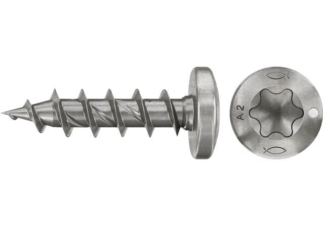 Produktbild: "fischer Spanplattenschraube PowerFast FPF II PTF 3,5 x 30 A2 200, Halbrundkopf, TX Antrieb, Vollgewinde, Edelstahl A2, 200 Stück"