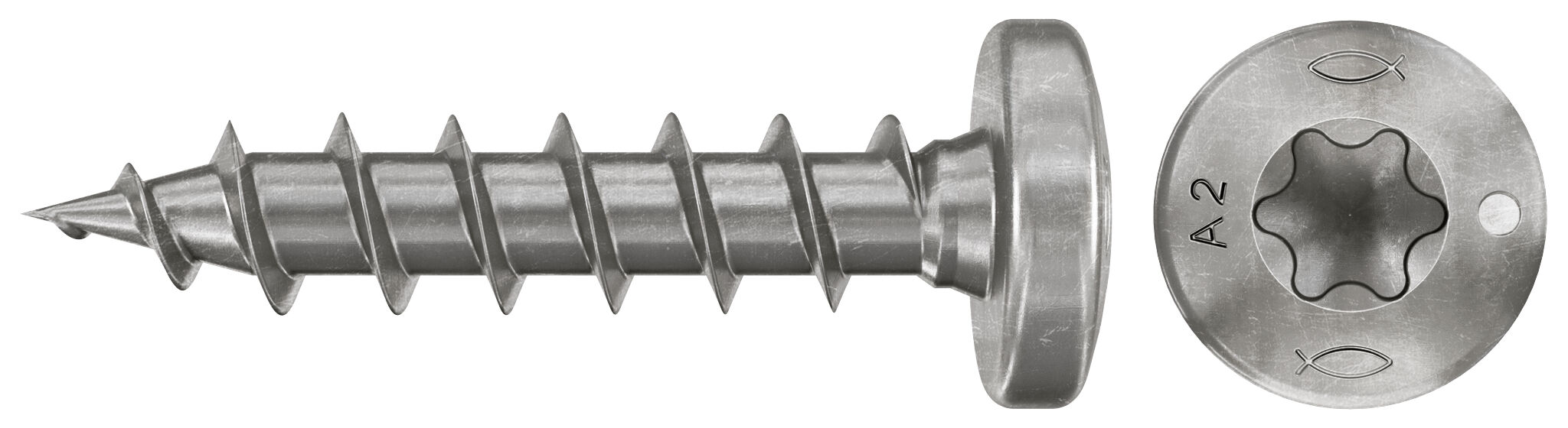 Product Picture: "fischer chipboard screw PowerFast FPF II PTF 3.0 x 16 A2 200, pan head, TX recess drive, full thread, stainless steel A2"